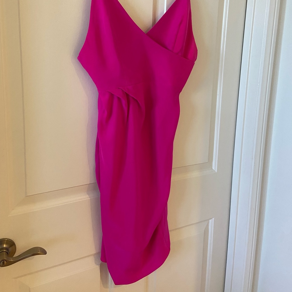 Amanda Uprichard X REVOLVE  Mini Dress Bright Hot Pink Medium 100% Silk - Picture 2 of 8